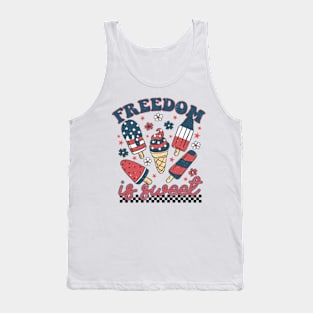 Freedom is Sweet 4th of July Groovy Independence Day Tank Top